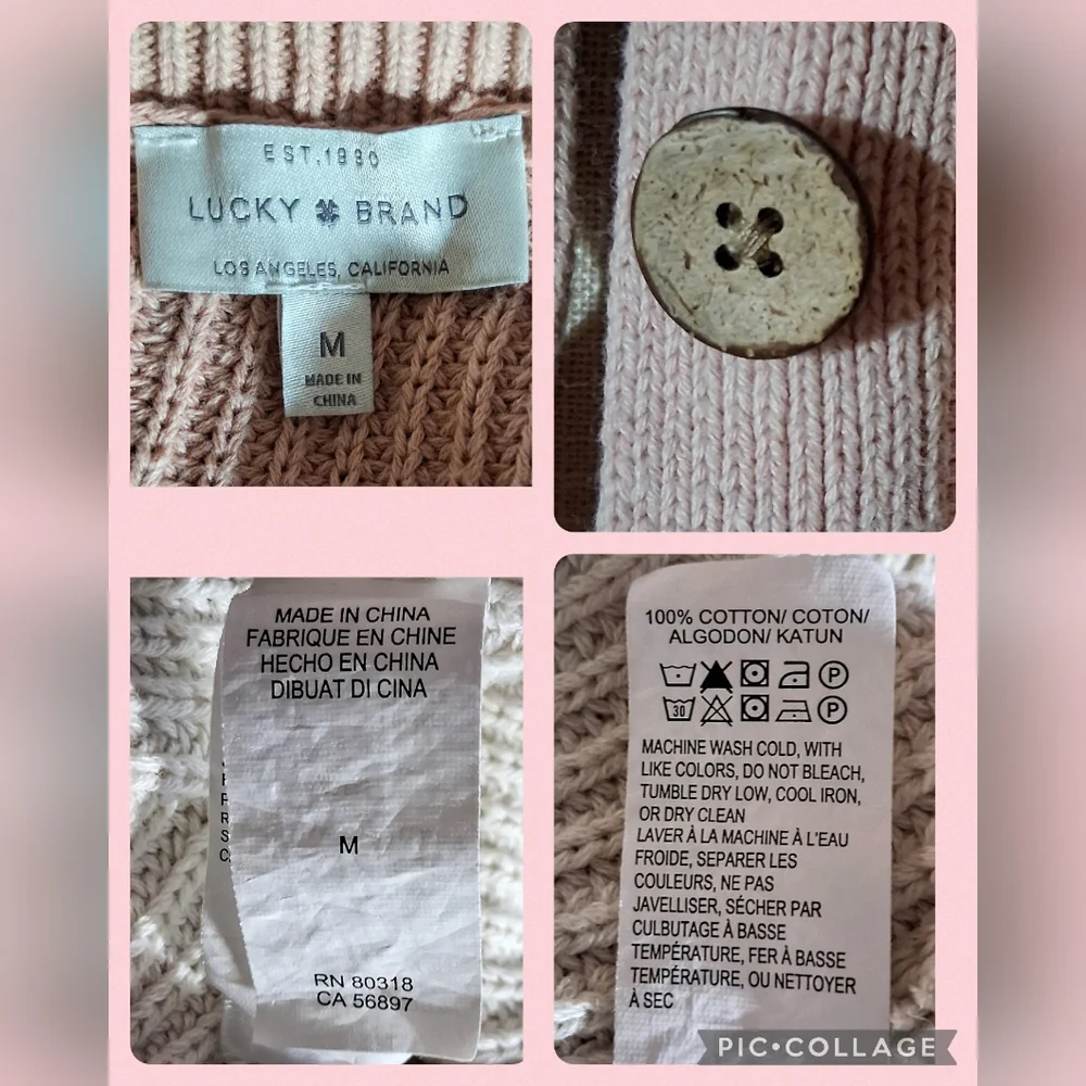 Lucky Brand - Ladies Ombre Dip Dye 100% Cotton Sweater - Buttoned Back M - Picture 11 of 11